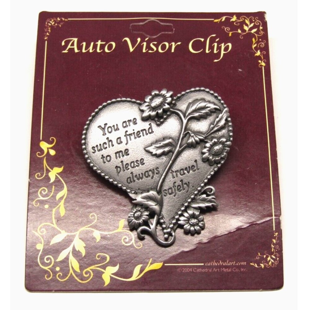 Women Car Visor Clip Gift Silver Heart Shaped You Are Such A Friend To Me